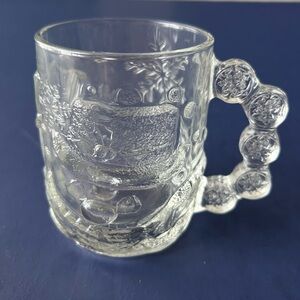 Vintage 1980s Luminarc 3D Thick Glass Snowman Mug